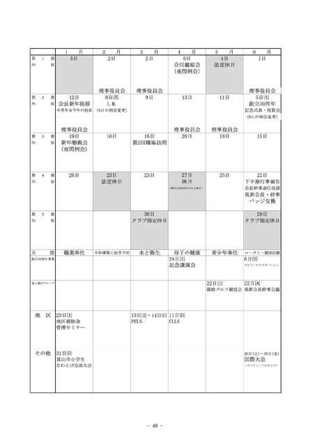 年間計画表